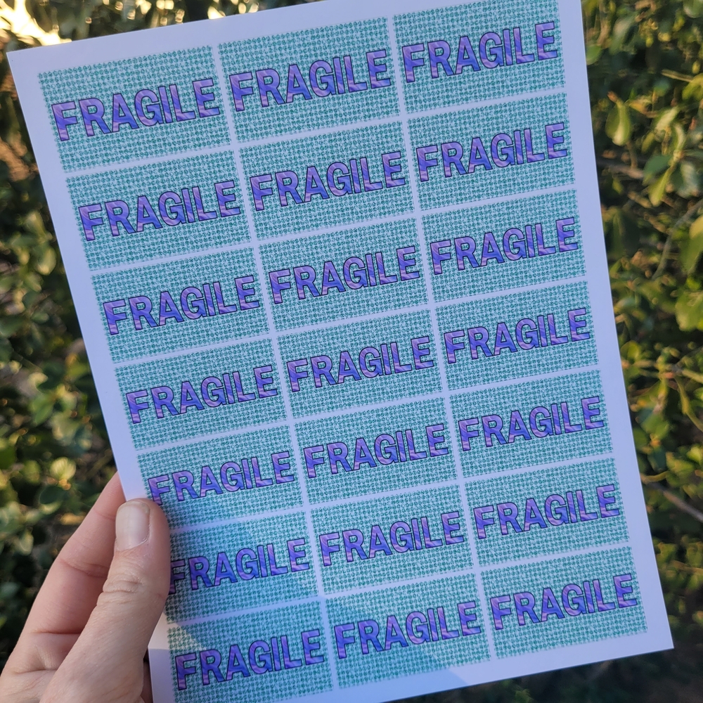 Fragile Shipping Labels - Blue